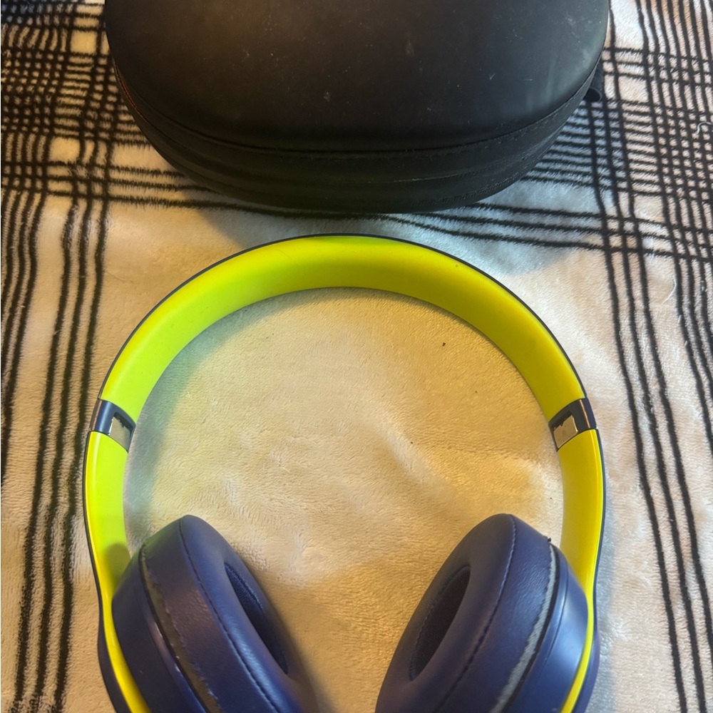 Beats by Dre Yellow and Blue Over-Ear Headphones